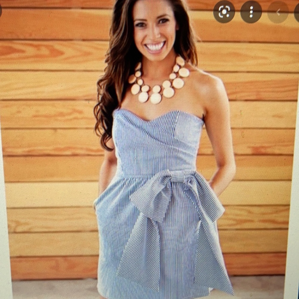 Judith March Strapless Dress with Blue and White Stripes